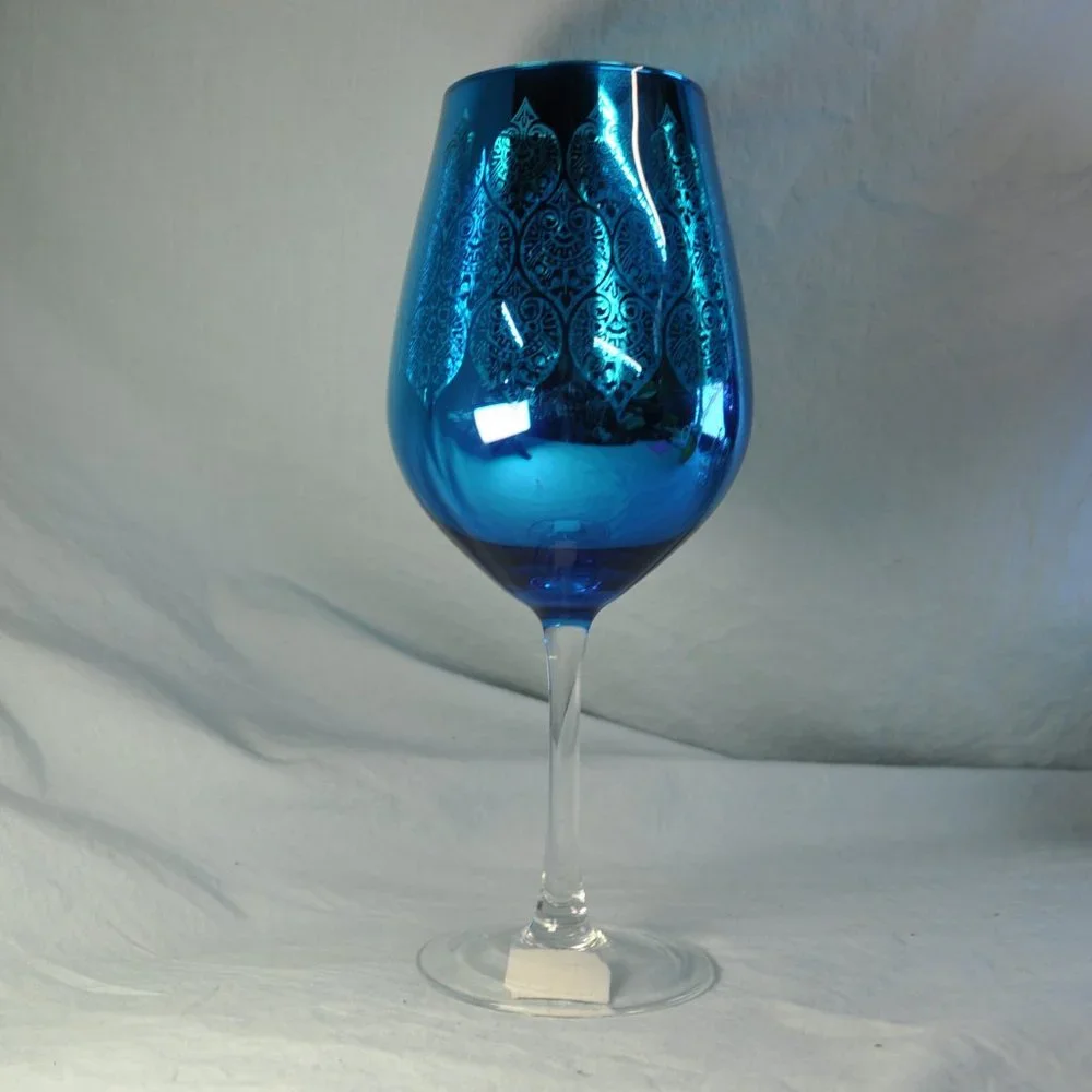 28 oz Z. Gallerie Puccini goblet wine glass peacock (w1082)